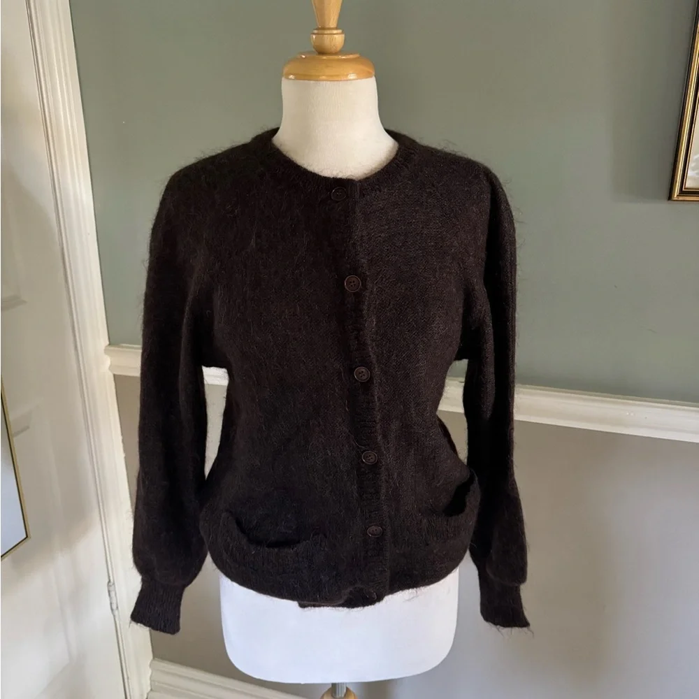 ESCADA Brown Mohair Button-Up Cardigan - Picture 2 of 4